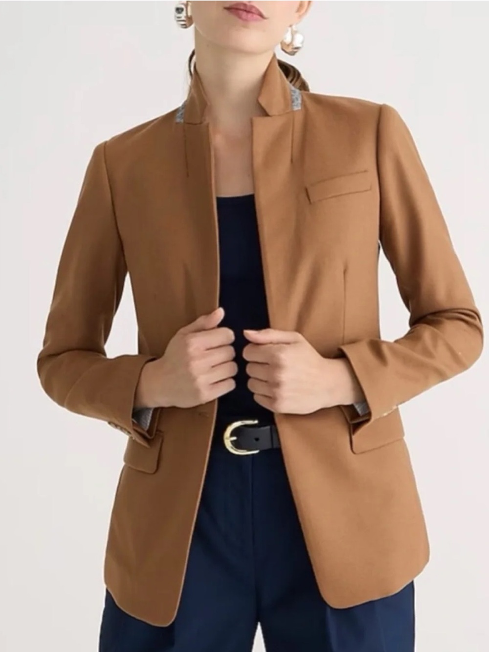 J. Crew Regent Wool Stretch Blazer Camel Brown Tan Jacket W2554 Sz 6